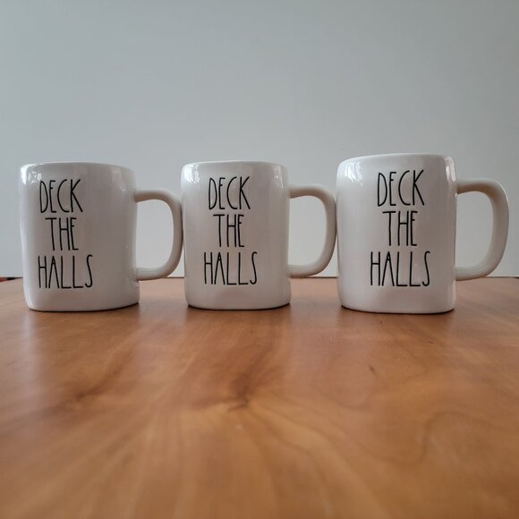 Three (3) Rae Dunn Ceramic Deck the Halls/Christmas Tree Mugs - Picture 2 of 10